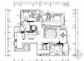 [南通]精品英式田园四居室样板间CAD装修施工图（含软装...