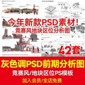 5682叙事型分析图PSD历史文脉场地现状改造建筑空间景观竞...