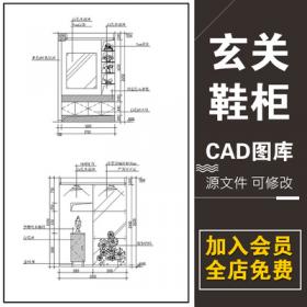 0099室内设计装修鞋柜玄关柜CAD施工图纸家装入户进户储物...