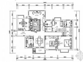 [湖南]某146平四室两厅欧式风格样板间施工图（含效果）