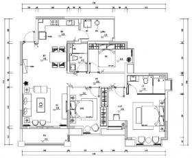 [广西]来宾海德堡3号样板房室内施工图设计（新中式风格...