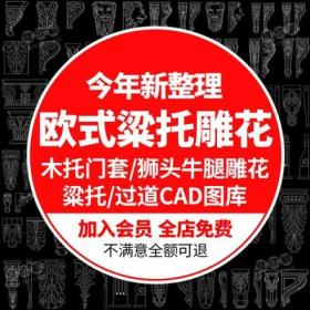 5608欧式实木柱头垭口梁托cad木托门套过道美式装修罗马雕...