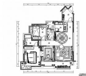 [重庆]精装美式经典三居室住宅装修施工图（含实景）