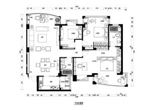 中式风格三居室住宅装修施工图+效果图