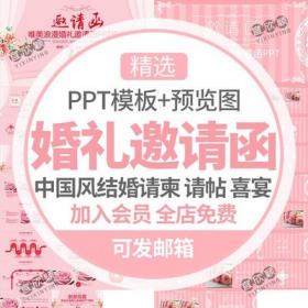 5471浪漫婚礼邀请函PPT模板横竖版中国风结婚电子请柬请帖...