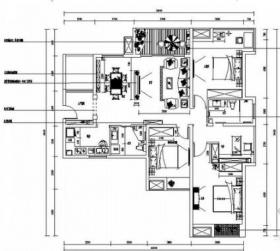 [福州]繁华商业区欧式新古典四居室样板间装修施工图