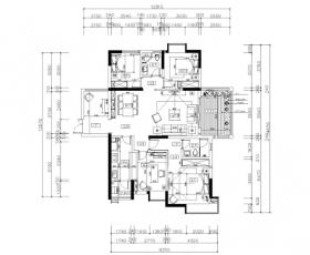 欧式风格三居室住宅装修施工图+效果图