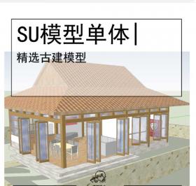 日式古建SU坡屋顶