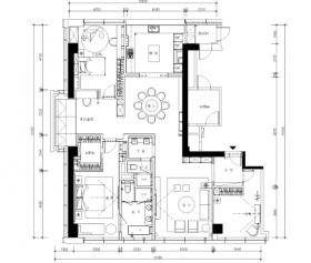 高德置地现代风格三居室住宅装修施工图