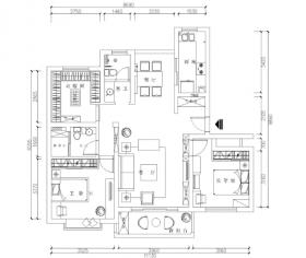 现代简约风格两居室住宅装修施工图+效果图