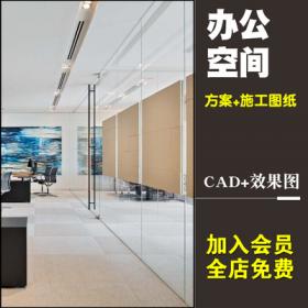 0195简约办公空间 办公楼写字楼公司设计方案标书配套CAD图纸