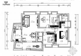 花园洋房区精品美式风格三居室装修施工图（含效果）