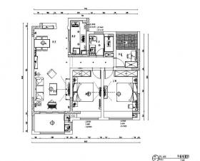 现代简约风100平米二居室住宅设计施工图（附效果图）