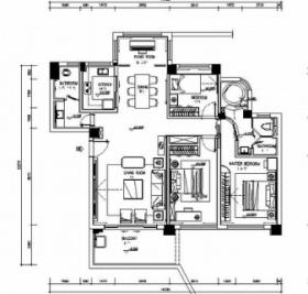 [广州]高层洋房典雅新中式风格三居室样板间装修施工图（...