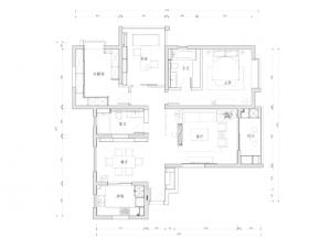 新昌城一居室样板房室内装修施工图+效果图