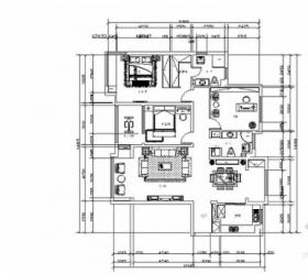 [毕业设计]中式风三居室装修设计CAD施工图（含效果）