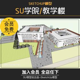 T689草图大师大中小学教学楼课室综合楼学院建筑规划设计S...