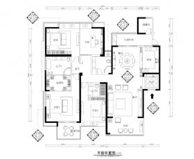 现代简约风格三居室住宅装修施工图+效果图