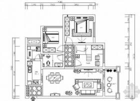 [重庆]典雅中式三居室样板间室内装修施工图（含效果）