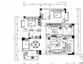 温馨简约现代风格三居室样板间室内装修施工图（含效果）