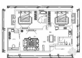 简欧风格雅居两居室室内设计CAD施工图（含效果）