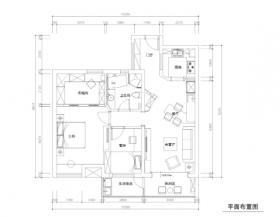 常熟98平三居室公寓装修施工图+效果图