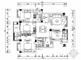 韵味十足简约现代四居室样板间CAD施工图（含效果）