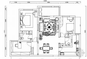 [上海]风景优美温馨田园欧式三居室CAD装修施工图（含高...