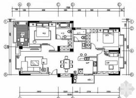 [湖北]现代风格三居样板房施工图（含效果）