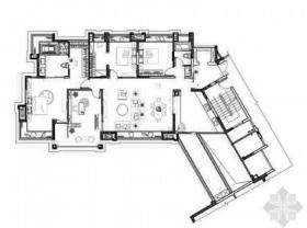 [四川]欧式风格国际四居室样板房室内装修设计施工图（含...