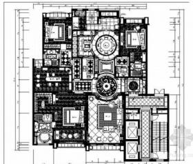 [北京]某豪华欧式四居室样板房室内装修施工图（含实景）