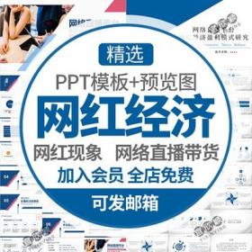 5349互联网电子商务网红经济直播带货PPT模板网红现象广告...