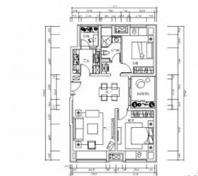 精装D户型二居室装修图