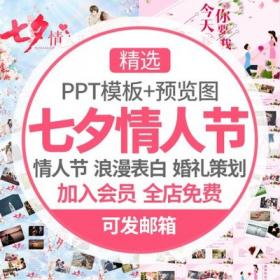 6369七夕情人节动态PPT模板爱情侣表白告白电子相册活动策...