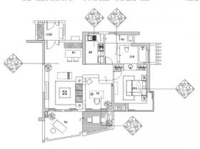 [海南]三亚时代海岸红色墨西哥风格B-3户型样板房施工图