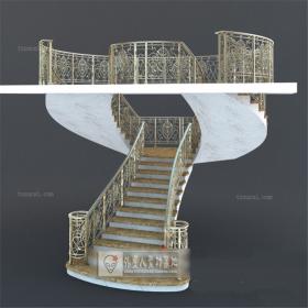 欧式铁艺楼梯3D模型     ID3155